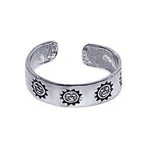   Free Sterling Silver Antique Finish Toering Sun Toe Ring Jewelry