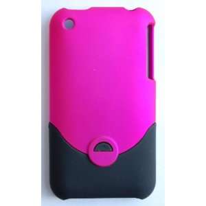 KingCase iPhone 3G & 3GS Rubberized Slim Slider Case (Hot Pink & Black 