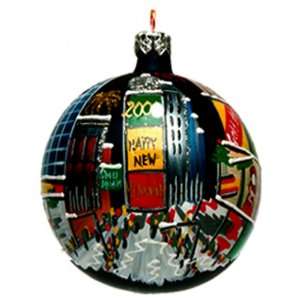   York Times Square   Hand Painted Glass Ball Ornament