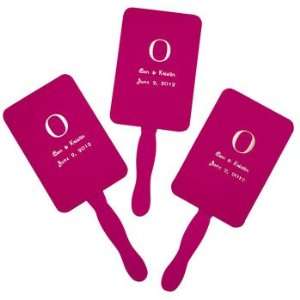   Hot Pink Monogram Wedding Fans   Party Themes & Events & Party Favors