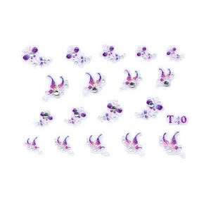  Purple Butterflies Rhinestone Nail Stickers/Decals Beauty