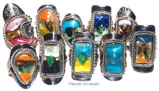 RINGS PERU EXOTIC BOLD HANDMADE FUSED GLASS JEWELRY  
