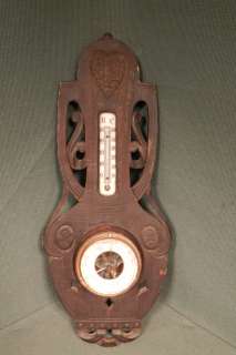 Antique Hand Carved Black Forest DUTCH Jugenstil Barometer Thermometer 