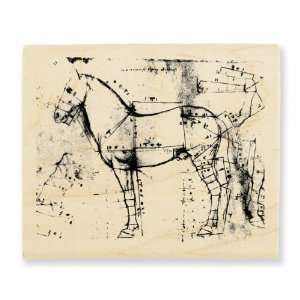 Stampendous Wood Handle Rubber Stamp, Da Vinci Horse Arts 