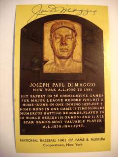Joe DiMaggio Autographed Baseball HOF Postcard  
