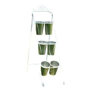   Metal 3 Tier Plant and Flower Stand with 6 Vases Patio, Lawn & Garden