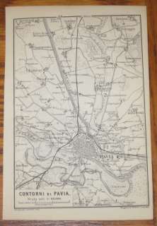 Italy Map of Pavia Contorni Di Pavia 1895 Ticino River  