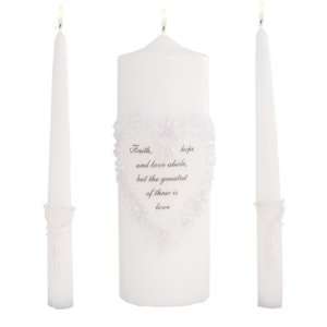  Unity Candle Set, 9 inch Unity Candle with Corinthian Bible Verse 