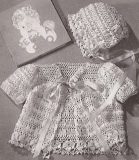 Vintage Thread Crochet PATTERN Baby Set Bonnet Sacque  