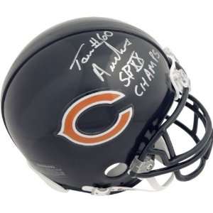 Tom Andrews Chicago Bears Autographed Mini Helmet with SBXX Champs 