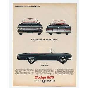  1964 Dodge 880 Convertible Big Car in Style Print Ad 