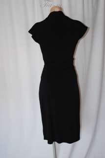 MAX AND CLEO STRETCH V NECK BLACK TRAVEL FITTED DRESS WOMEN SZ XS 