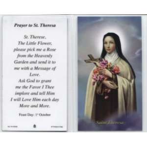 Prayer to St. Theresa Laminated Holy Card (Religious Art LHC TH ROSE 