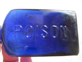 Vintage THE OWL DRUG CO Cobalt Blue Poison Medicine Bottle 4 Tall 3 