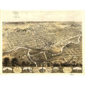  1868 birds eye map of city of Fort Wayne, Indiana