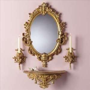  Baroque Style Mirror Shelf and Sconce Set 