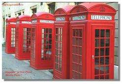 Red English PHone Telephone BOOTH cast iron replica mahogany wood old 
