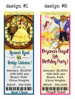 BELLE Beauty Beast PRINCESS BIRTHDAY INVITATIONS Party  
