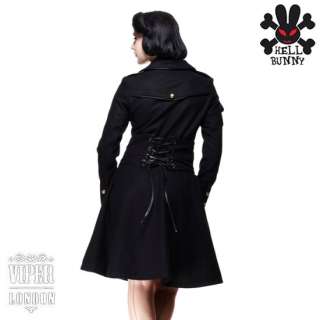 New Hell Bunny Wool Mix Long Military Steam Punk Imma Jacket /Coat 