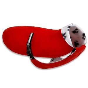   101BO RP Original Dog Coat in Red with Pawprint Fleece and Black Belt