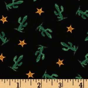  44 Wide Paper Doll Cowboy Cactus Black Fabric By The 