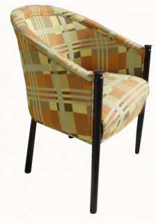 Ward Bennett Brickel Wood Plaid Side Arm Chair  