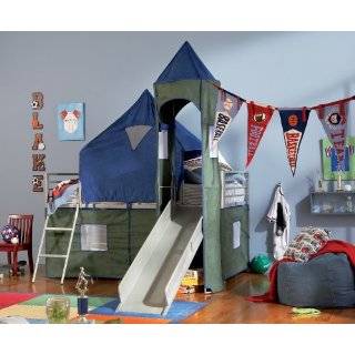   Furniture 938 069   Boys Blue & Green Twin Tent Bunk Bed with Slide