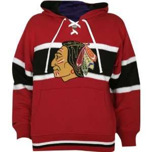  Chicago Blackhawks Red Slap Shot Hooded Sweatshirt Sports 