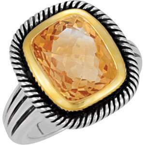   SIZE 12X10 MM CHECKERBOARD CITRINE RING Geniume Checkerboard Citrine