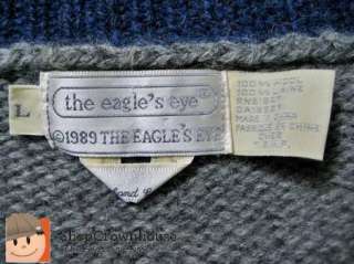 the eagle s eye wool country farm cardigan sweater sz l hand knit 