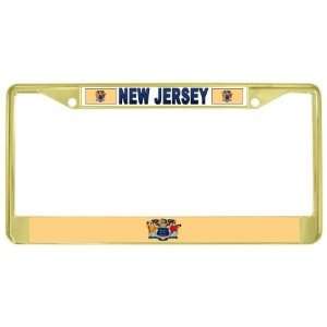  New Jersey NJ State Flag Gold Tone Metal License Plate 