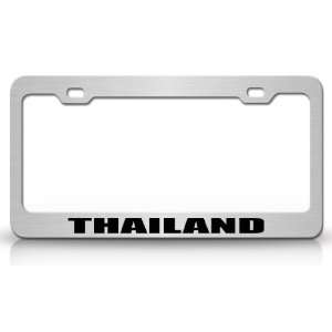 THAILAND Country Steel Auto License Plate Frame Tag Holder, Chrome 