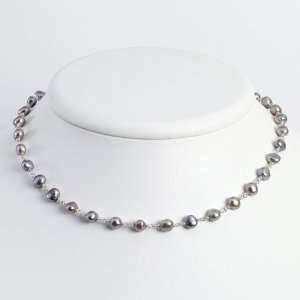  Sterling Silver Grey Freshwater Cultured Pearl Necklace 