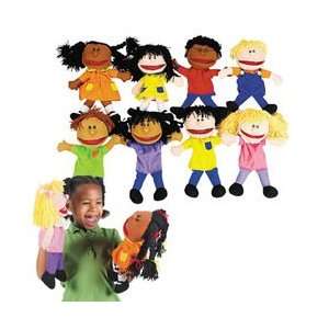 Lot of 8 Soft Plush Kids Multicultural Children Educational Puppets