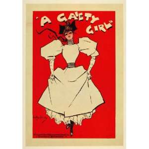 1924 Color Print A Gaiety Girl Dudley Hardy Mini Poster   Original 