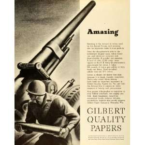  1944 Ad Gilbert Paper Co Menasha Co Cannon Bofors Bullet 