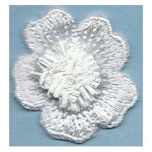  BOGO Flowers/White Chenille Flowers  Iron On Applique 