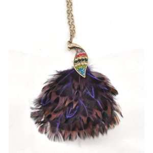  Boho vintage peacock feather brown dangling jewelry long 