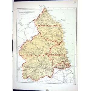  Keane Antique Map 1886 Northumberland Berwick Tweed Hexham 