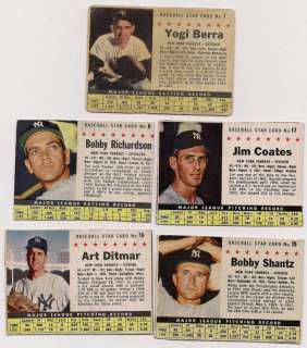 1961 Post 5 Yankees with BERRA RICHARDSON & Bonus LOOK  