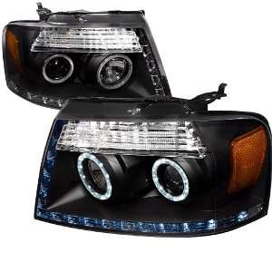  FORD F150 R8 STYLE LED BLACK HALO PROJECTOR HEAD LIGHTS 