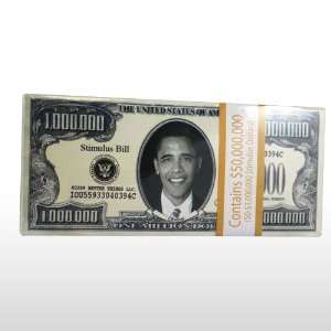    Pack of 50 Barack Obama Million Dollar Stimulus Bills Toys & Games