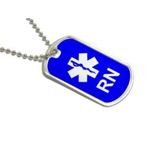 RN Nurse Star of Life   Blue   Military Dog Tag Keychain