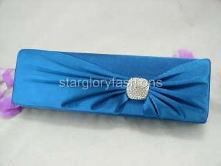 Blue/Teal Satin RHINESTONES Wedding Purse Clutch Butterfly FER 068172