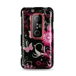 Hard Snap on case BLACK With PINK BUTTERFLY Desing Faceplate Sleeve 