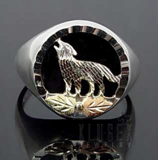 Black Hills Gold .925 Sterling Ring w Wolf Size 5  