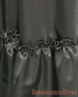 Black Satin Renaissance Civil War Gown Dress Costume  