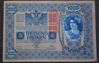 RR AUSTRIA HUNGARY 1000 1,000 TAUSEND KRONEN 1902 BANKNOTE UNC  