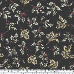   Boughs Of Holly Black Fabric By The Yard Arts, Crafts & Sewing