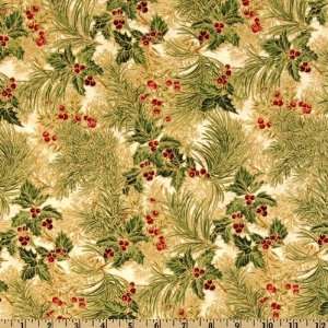  44 Wide Holiday Flourish III Boughs of Holly Ivory 